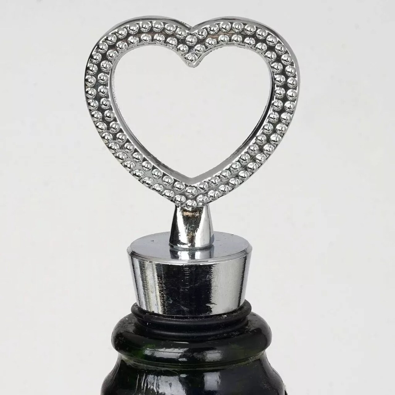 10 Silver Diamond Rhinestones Heart Wine Bottle Stopper Wedding Gift Favors